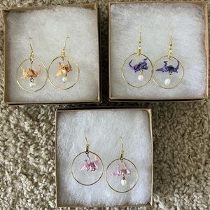 Origami dragon hoop earrings